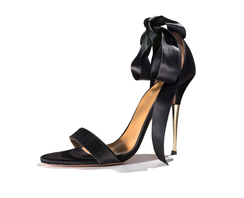 aquazzura pump-satin bow and gold heel